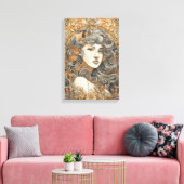 Art Nouveau Portret Vrouw Illustratie Canvas Afdruk (Insitu (Woonkamer))
