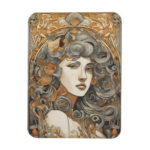 Art Nouveau Portret Vrouw Illustratie Magneet