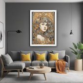 Art Nouveau Portret Vrouw Illustratie Perfect Poster
