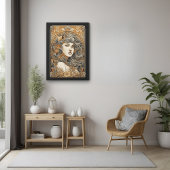 Art Nouveau Portret Vrouw Illustratie Perfect Poster