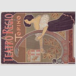 Art Nouveau Poster 22 Harp Lady Decoupage Tissuepapier