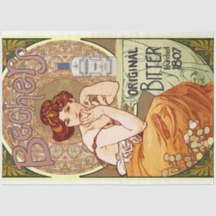 Art Nouveau Poster Lady 18 ontkoppeling Tissuepapier