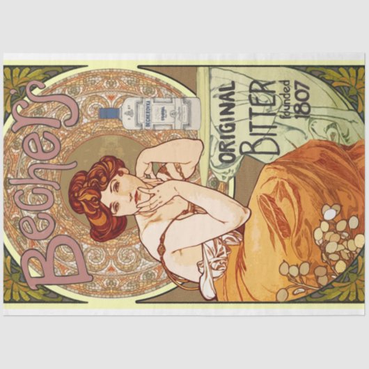 Art Nouveau Poster Lady 18 ontkoppeling Tissuepapier (Voorkant)