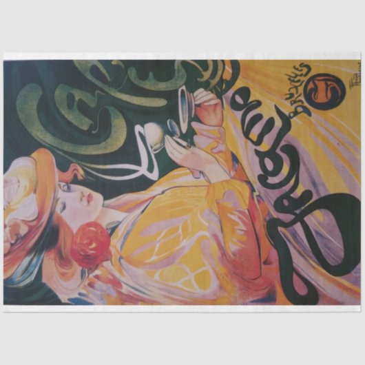 Art Nouveau Poster Lady Decoupage Tissuepapier (Voorkant)