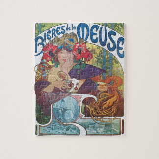 Art Nouveau poster van Alphonse Mucha Beer Girl Legpuzzel