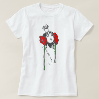 Art Nouveau Queen Red Poppies Ozma van Oz T-shirt