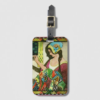 Art Nouveau Quilter Poster – Vintage Sewing Woman  Bagagelabel