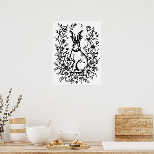 Art Nouveau Rabbit Coloring Poster 2 (Cuisine)