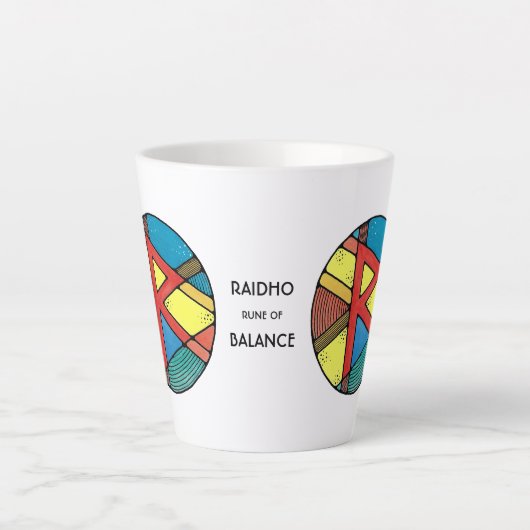 Art Nouveau Raidho Rune Latte Mug - BALANCE ! (Devant)