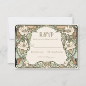 Art Nouveau Realistisch Bloemen Bruiloft Reactie K RSVP Kaartje (Voorkant)