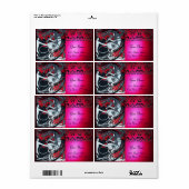 ART NOUVEAU RED BLACK GOLD DAMASK MONOGRAM, ruby Etiket (Full Sheet)