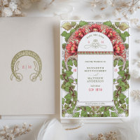 Art Nouveau Red Lotus Save the Date