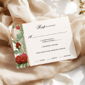 Art Nouveau Red Rose bruiloft RSVP Kaart