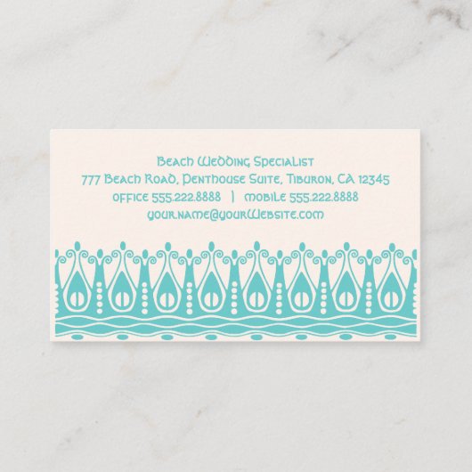 Art Nouveau Retro Chic Ocean Waves Splash Visitekaartje (Achterkant)