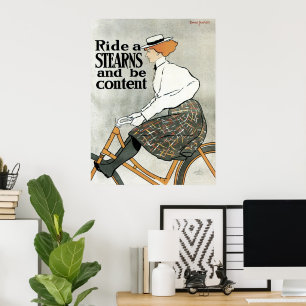 Art Nouveau, Ride a Stern Bicycles Bikes Poster