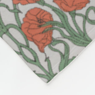 Art Nouveau Rode Klaproos Bloemendeken Fleece Deken
