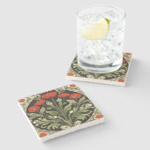 Art nouveau rode tulp stenen onderzetter (Zijkant)