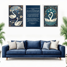 Art Nouveau Romantisch Wit Zwanenpaar Serene Meer