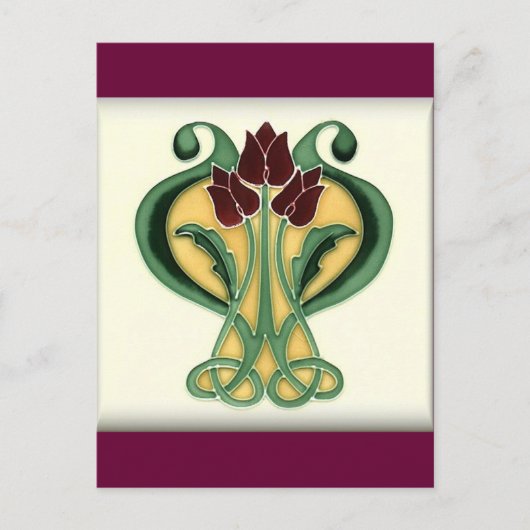 Art Nouveau Roos Tile Briefkaart (Voorkant)
