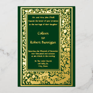 Art Nouveau Roos Vine Border Wedding Folie Uitnodiging