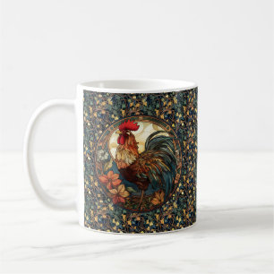 Art Nouveau Rooster op Ivy Coffee Mok
