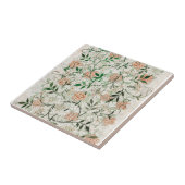 Art Nouveau Roze Bloemen Groene bladeren Tegeltje (Zijkant)