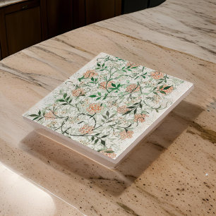 Art Nouveau Roze Bloemen Groene bladeren Tegeltje