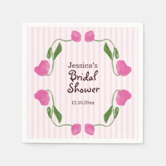 Art Nouveau Roze Bruiloftsfeest met Bloemen Servet