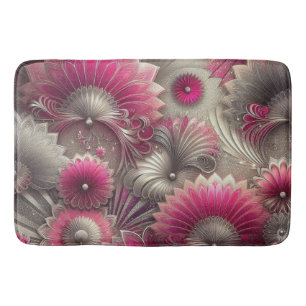 Art Nouveau Roze en Zilveren Fans Badmat