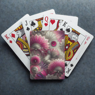 Art Nouveau Roze en Zilveren Fans Pokerkaarten