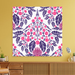 Art Nouveau Roze & Paarse- bloemenschelp Canvas Afdruk