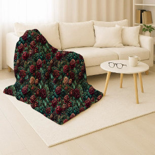 Art Nouveau Roze Teal Goud Cozy Sherpa Deken