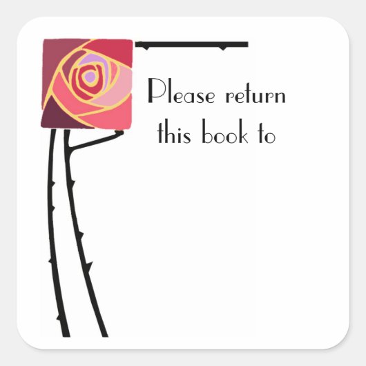 Art nouveau rozen bookplate Sticker (Voorkant)
