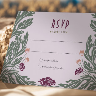  Art Nouveau RSVP-kaart Lavendel Plum Kaart