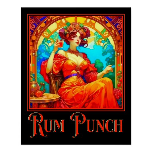 Art Nouveau Rum Punch Perfect Poster (Voorkant)