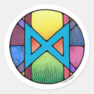 Art Nouveau Rune Dagaz - ONTWAKEN Ronde Sticker