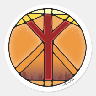 Art Nouveau Rune Elhaz - BESCHERMING Ronde Sticker