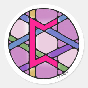 Art Nouveau Rune Perthro - KARMA Ronde Sticker