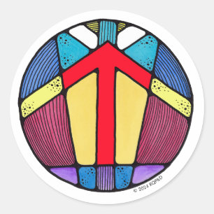 Art Nouveau Rune Tiwaz - OVERWINNING Ronde Sticker