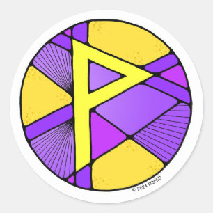 Art Nouveau Rune Wunjo - JOY! Ronde Sticker