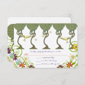 Art Nouveau Rustic Forest Wedding Invites RSVP Kaartje (Voorkant / Achterkant)