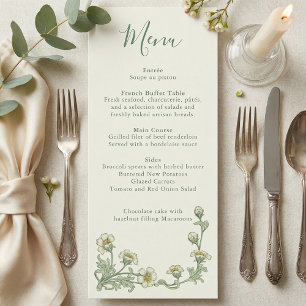 Art Nouveau Salie Bloemrijke rand bruiloftsmenu Menu