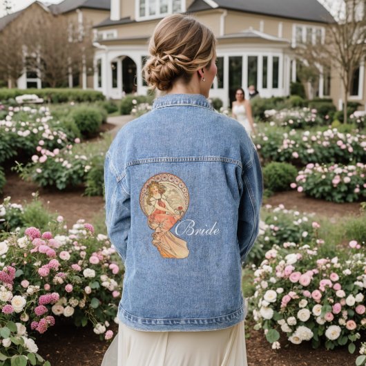 Art Nouveau Schilderij Bruid Trouwen Denim Jacket (Huwelijk Achterkant)