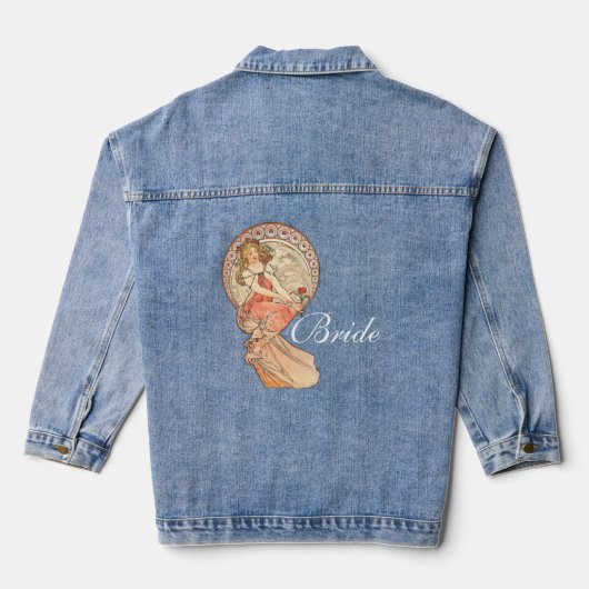 Art Nouveau Schilderkunst Bruid Huwelijk Denim Jacket (Achterkant)