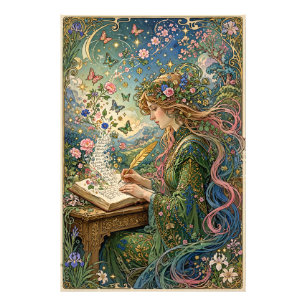 Art Nouveau schrijven in de wereld Foto Afdruk