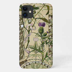 Art Nouveau Scottish Thistle Floral Flowers  iPhone 11 Hoesje