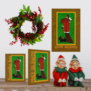 Art Nouveau Scotty Dog Holiday Kaart