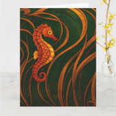 Art Nouveau Seahorse Kaart (Gele Bloem)