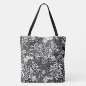 Art Nouveau Seaweed Floral, Black en White Tote Bag (Achterkant)