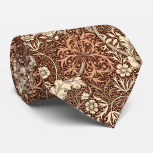 Art Nouveau Seaweed Floral, Brown en Beige Stropdas
